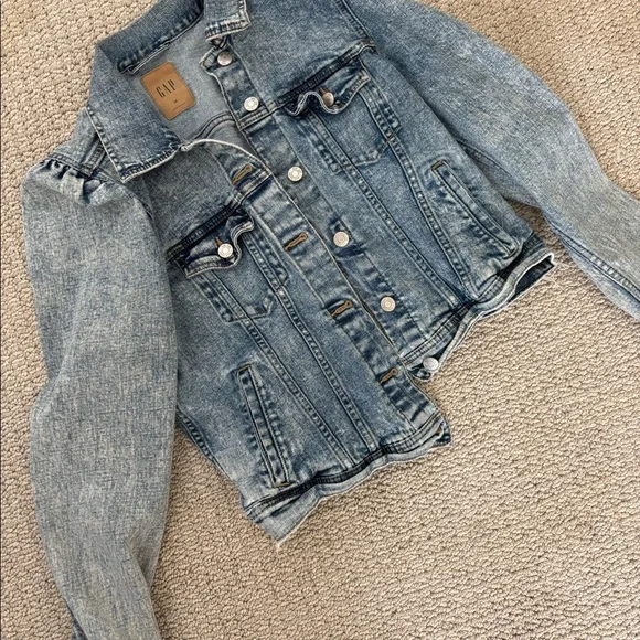 GAP Puff Sleeve Icon Denim Jacket medium - Picture 3 of 3